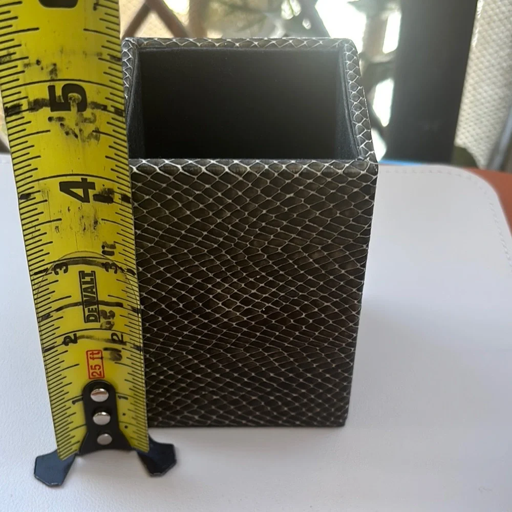 Vintage Genuine Snakeskin Pencil Cup circa 1980s